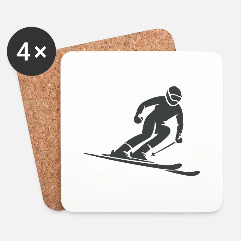 ski fahrer - Untersetzer (4er-Set) - Weiß