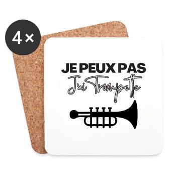 I can't I have trumpet trumpet player - Coasters (set of 4) - white - Front