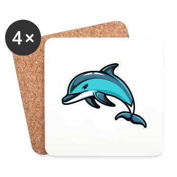Dolphin Comic - Coasters (set of 4) - white - Front