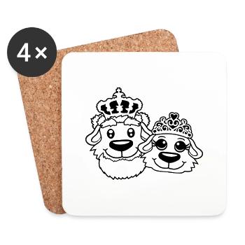 Deux Chiens Couronne Roi Reine Souverain Majesté - Dessous de verre (lot de 4) - blanc - Devant