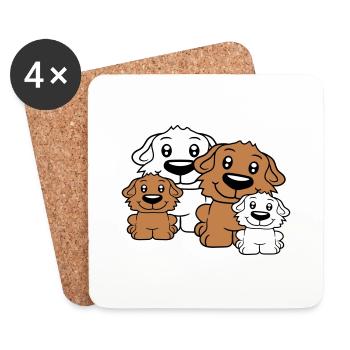 Hunde Familie Kinder Eltern Mutter Vater Papa Mama - Untersetzer (4er-Set) - Weiß - Vorne