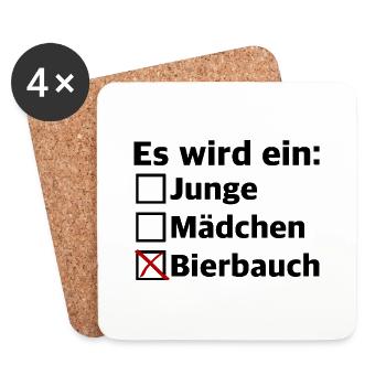 Es wird ein Bierbauch | Schwanger, Bier, Party - Untersetzer (4er-Set) - Weiß - Vorne