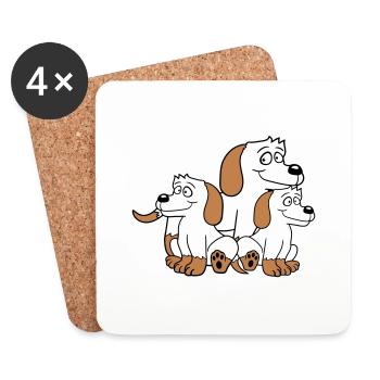 Trois Chiens Famille Enfant Mère Père Papa Maman Doux - Dessous de verre (lot de 4) - blanc - Devant