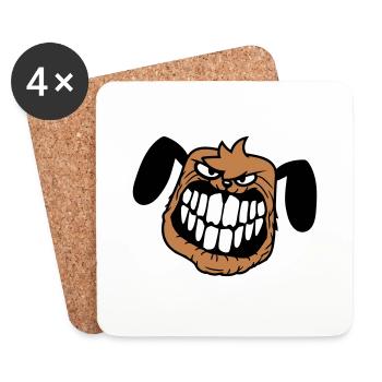 Hund Monster Böse Gefährlich Zähne Grinsen Lächeln - Untersetzer (4er-Set) - Weiß - Vorne