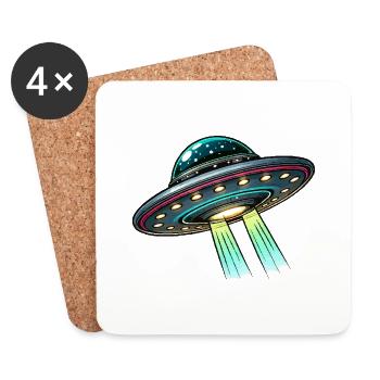 UFO Saucer Comic - Coasters (set of 4) - white - Front