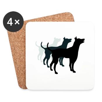 3 chiens silhouette équipe dangereuse équipage amis - Dessous de verre (lot de 4) - blanc - Devant