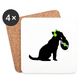 Hund DJ Musik Auflegen Club Disko Schallplatte Fun - Untersetzer (4er-Set) - Weiß - Vorne
