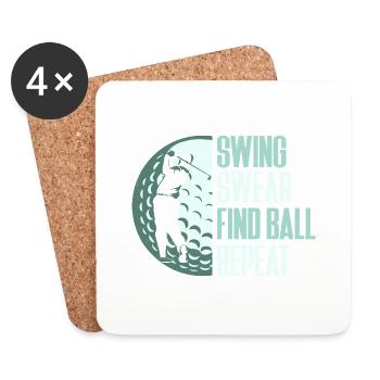 Swing Swear Find Ball Repeat Golf Golfer - Untersetzer (4er-Set) - Weiß - Vorne