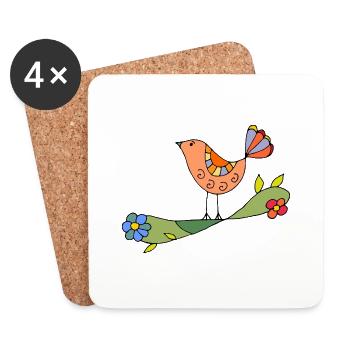 Bunter Vogel - Untersetzer (4er-Set) - Weiß - Vorne