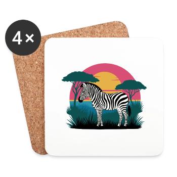 Sunset Zebra - Coasters (set of 4) - white - Front