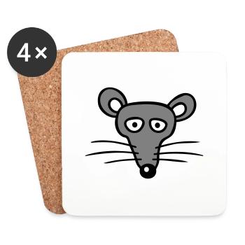 Mouse Mouse Cute Little Rat Rodent Friendly - Coasters (set of 4) - white - Front