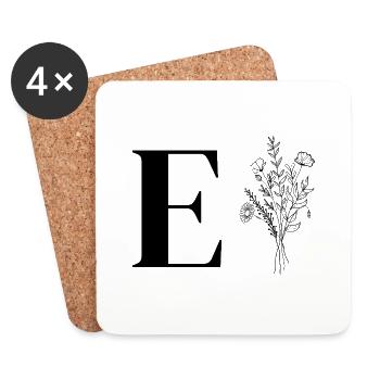 Minimalistische Blumen - Untersetzer (4er-Set) - Weiß - Vorne
