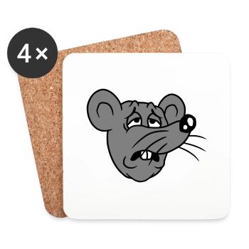 Souris épuisée triste désespérément fatiguée souffrance douce - Dessous de verre (lot de 4) - blanc - Devant