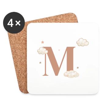Buchstabe m bewölkt Sterne - Untersetzer (4er-Set) - Weiß - Vorne