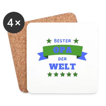 Bester Opa der Welt - Untersetzer (4er-Set) - Weiß - Vorne