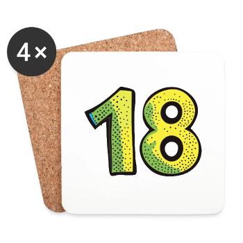 18 Zahl Bunt - Untersetzer (4er-Set) - Weiß - Vorne