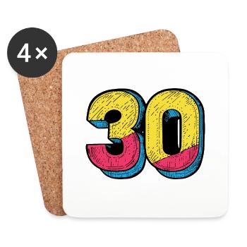 30 Number Colorful - Coasters (set of 4) - white - Front