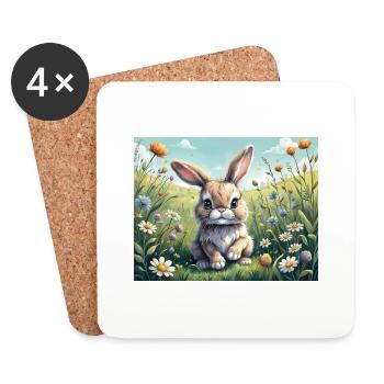 Mignon petit lapin de Pâques - Dessous de verre (lot de 4) - blanc - Devant