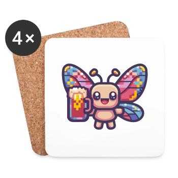 Bière Butterfly Pixel - Dessous de verre (lot de 4) - blanc - Devant