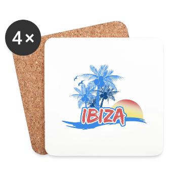 Plage d’Ibiza - Dessous de verre (lot de 4) - blanc - Devant