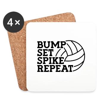 Bump, set, spike, repeat - volleyball design - Coasters (set of 4) - white - Front