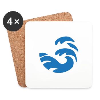 Design simple de vague bleue de forme ronde - Dessous de verre (lot de 4) - blanc - Devant