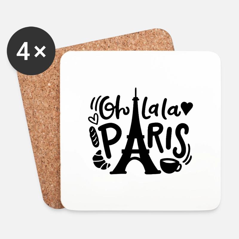 Oh lala Paris - Untersetzer (4er-Set) - Weiß