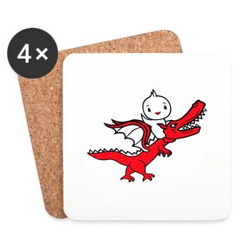 Duck Dragon Roars Sitting Riding Mythical Creature Monster - Coasters (set of 4) - white - Front