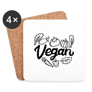 VEGAN - Untersetzer (4er-Set) - Weiß - Vorne