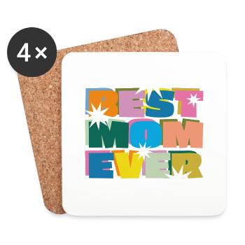 Best mom ever - Dessous de verre (lot de 4) - blanc - Devant