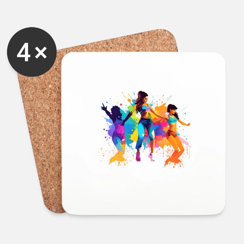tänzerin,tanz,illustration,bunt,graffiti - Untersetzer (4er-Set) - Weiß