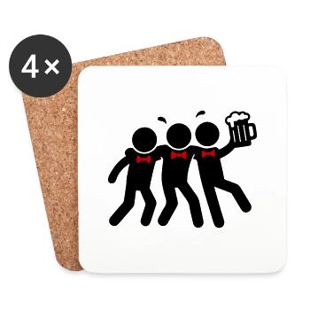 Strichmännchen Bachelor Party - Untersetzer (4er-Set) - Weiß - Vorne