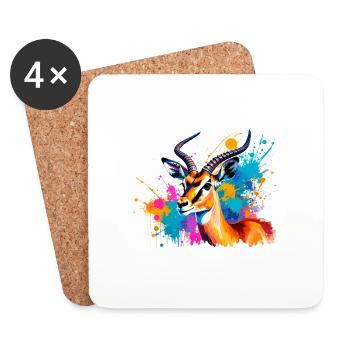 gazelle, illustration ,graffiti ,pink,bunt - Untersetzer (4er-Set) - Weiß - Vorne