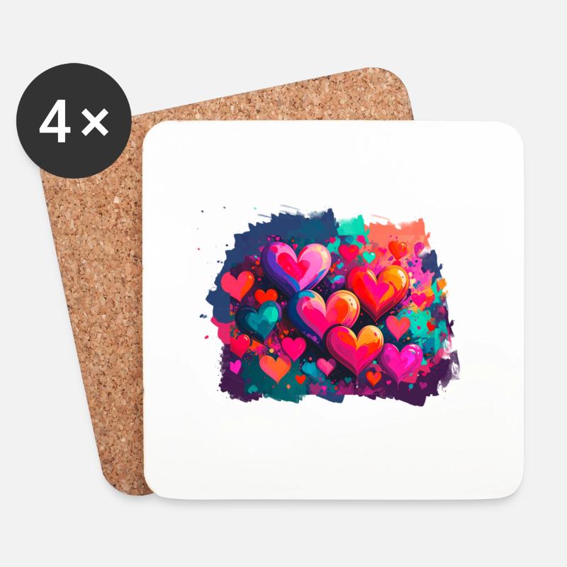 herzen,bunt,pink,graffiti,herz,malerei - Untersetzer (4er-Set) - Weiß