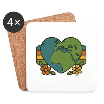 Heart Planet - Coasters (set of 4) - white - Front
