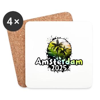 Palmiers de vacances d’Amsterdam 2025 - Dessous de verre (lot de 4) - blanc - Devant