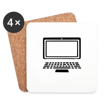 ordinateur portable - Dessous de verre (lot de 4) - blanc - Devant