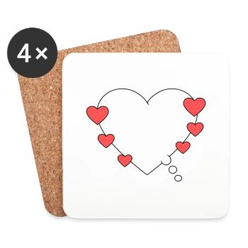 Thought bubble with heart - Coasters (set of 4) - white - Front