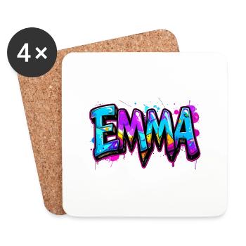graffiti, lettres, emma, illustration - Dessous de verre (lot de 4) - blanc - Devant