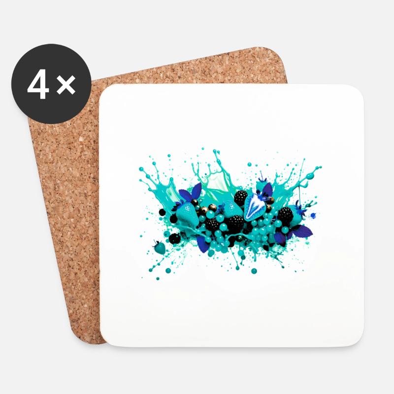 Obst,illustration,graffiti,Früchte,blaue Erdbeeren - Untersetzer (4er-Set) - Weiß