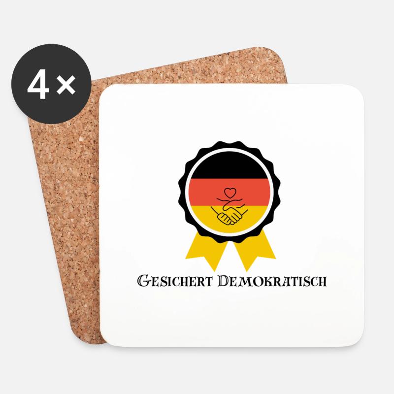 Gesichert Demokratisch | Geschenkidee | Germany - Untersetzer (4er-Set) - Weiß