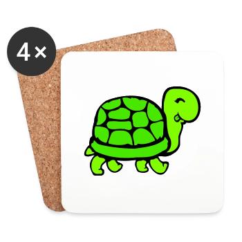 Turtle Cute Cute Funny Turtle Shell - Coasters (set of 4) - white - Front