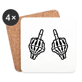 Middle Finger Hand Skeleton - Coasters (set of 4) - white - Front