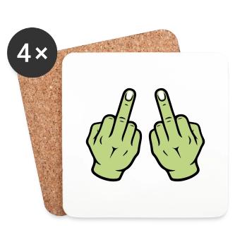 Middle Finger Hand - Coasters (set of 4) - white - Front