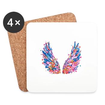 engelsflügel,federn,bunte flügel,graffiti - Untersetzer (4er-Set) - Weiß - Vorne
