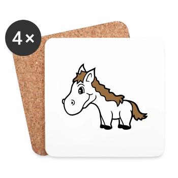 Horse Cute Pony Foal Horse Girl Cute Comic - Coasters (set of 4) - white - Front