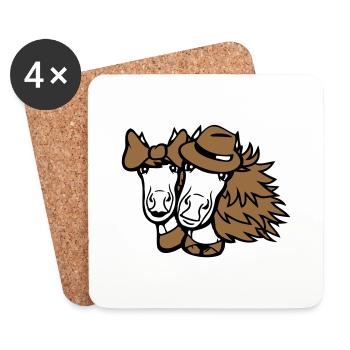 2 Chevaux Homme Femme Amoureux Saint Valentin Amour - Dessous de verre (lot de 4) - blanc - Devant