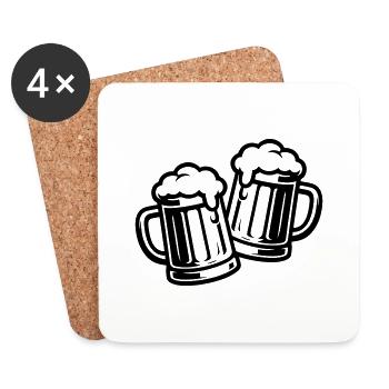 Bier Anstoßen Bierkrug Saufen - Untersetzer (4er-Set) - Weiß - Vorne