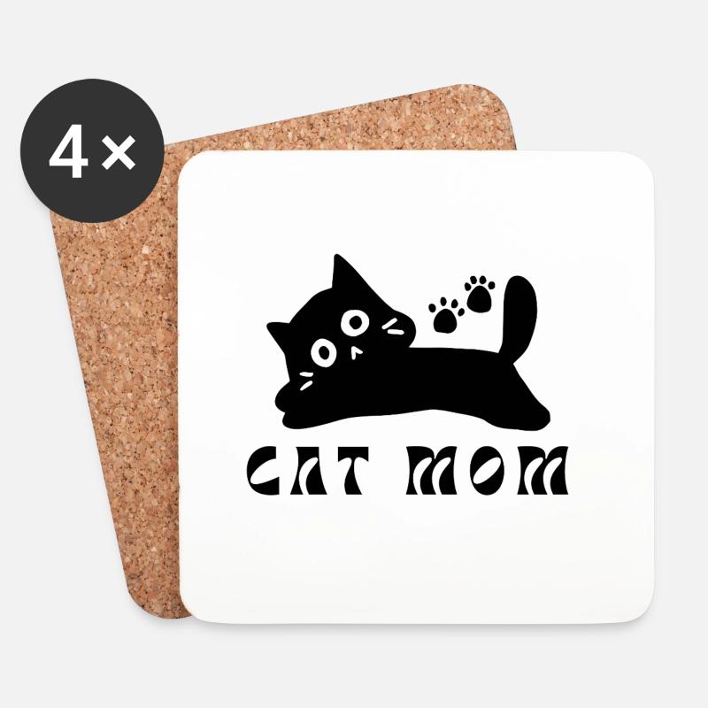 Minimalistisches Katzengesicht - Untersetzer (4er-Set) - Weiß