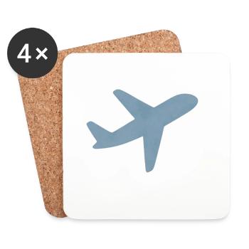 Blaues minimalistisches Flugzeug - Untersetzer (4er-Set) - Weiß - Vorne